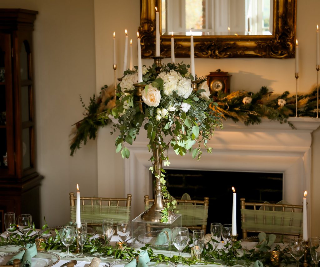 Christmas Table Candelabra (white) Inspired Hire